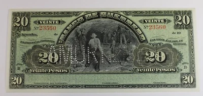 Mexico, 1914 El Banco de Guerrero 20 Pesos Remainder S#300 Series B - CU !! - Image 1 of 2