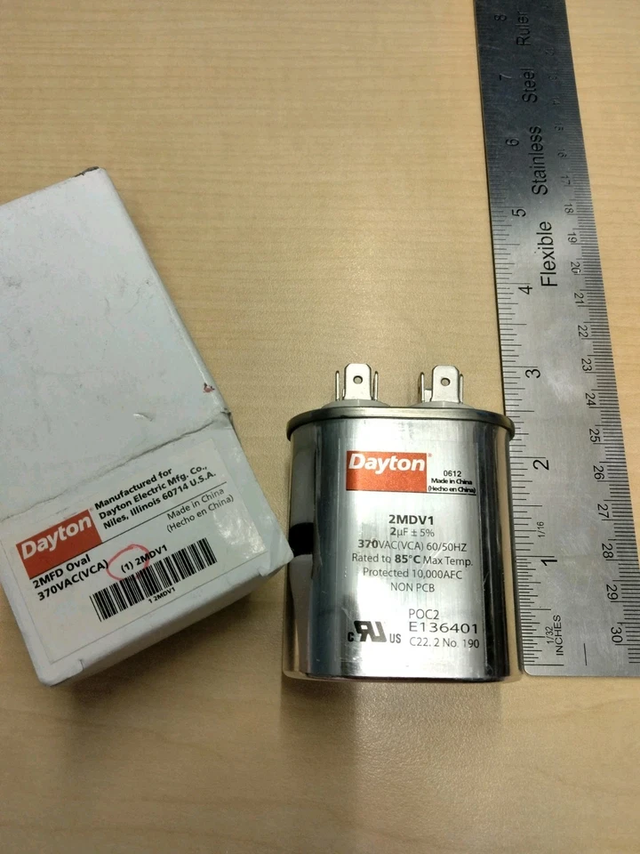 Nuevo condensador Dayton Run 2MDV1 2 MDV1 370V ovalado 2 microfaradios 2MFD Foto 1 de 1