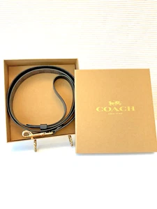 COACH New In Box!!! Large Dog Leash Signature "C" Crossgrain Leather Brown Black - Picture 1 of 8