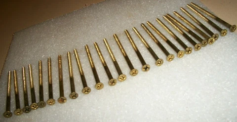 24 VINTAGE N.O.S. SOLID BRONZE FLAT HEAD PHILLIPS WOOD SCREWS, 3 1/2" LONG x #10 Cover