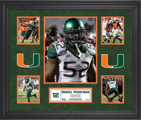 Denzel Perryman Miami Hurricanes Framed 23' x 27' 5-Photo Collage Cover