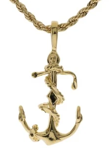 Colgante de cuerda de anclaje azul marino de 22" 1 mm superposición de oro 18K B24 - Imagen 1 de 3