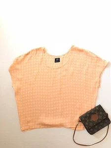 E.vil Women’s Orange & White Skull Print Short Sleeve Silk Shirt Size XS - Picture 1 of 7