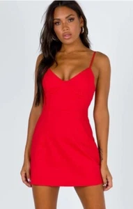 Princess Polly Novella Mini Dress, Valentine Red, Slim Fitting sz. 6, NEW - Picture 1 of 11
