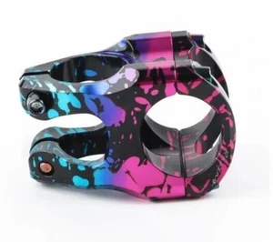 MTB Mountain Bike Bicycle Handlebar Stem 35mm 31.8mm Black, pink & blue spots  - Picture 1 of 9