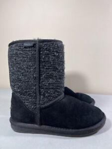 MINNETONKA WOMEN'S 86510 BLACK & GRAY SUEDE LINED PULL ON BOOTS SIZE 8