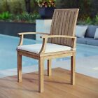 Modway Marina Outdoor Patio Teak Dining Chair in Natural White