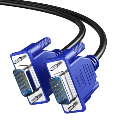 SVGA SUPER VGA Monitor 15PIN M/M Male To Male Cable CORD FOR PC TV HDTV Blue - Image 1 of 4