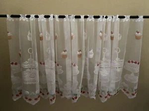 Cupcakes, pasteles, cerezas, postres cortina transparente vintage - Imagen 1 de 12