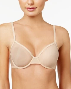 Calvin Klein Women's Sheer Marquisette Underwire Unlined Demi Bra, Nude 5, 32B - Picture 1 of 2