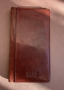 HOBO International Bi Fold Brown Leather Wallet Checkbook Cover - Picture 1 of 4