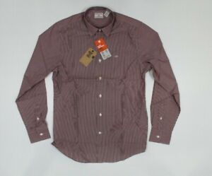 Dockers Burgundy Striped Stain Defender Button L/S Shirt Men's S NWT (1F4