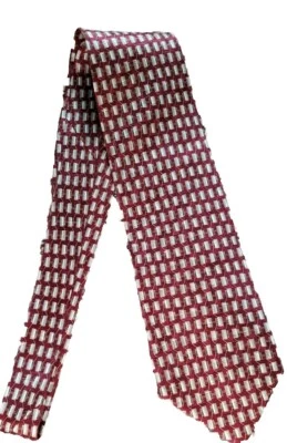 Corbata de cuello Carlo Palazzi Couture para hombre 100 % seda roja plata rayas geométricas 58 pulgadas Foto 1 de 4