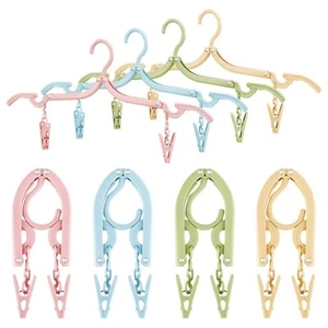 12 Pack Plastic Folding Travel Hangers Durable Slim Stylish Adjustable Clips - Picture 1 of 8