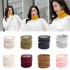 Knitted Plush Lined Ring Scarf Thermal Neck Warmer Scarf Tube Fleece  Neck Scarf