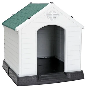 Refugio para perros de plástico verde de 32" impermeable antiviento casa para perros patio gris - Imagen 1 de 13