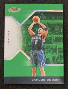 DW207 2004-05 Finest Refractors 12/49 Green #16 Carlos Boozer Utah Jazz Duke