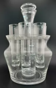 Retro Glass Barware Set Ice Bucket 6 Shot Glasses & Decanter, Unique, 9 Pcs - Picture 1 of 7