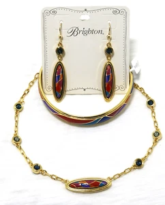 Brighton Colormix Juwel neu mit Etikett $ 304 Gold mehrfarbig Halskette Armband Ohrringe Set - Bild 1 von 5
