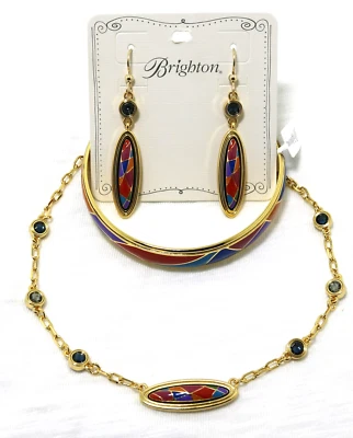 Brighton COLORMIX JEWEL NUEVO CON ETIQUETAS $304 Oro Multicolor Collar Pulsera Conjunto Foto 1 de 4