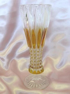 ANTIQUE CZECH BOHEMIA CRYSTAL GLASS VASE 12” - Picture 1 of 10