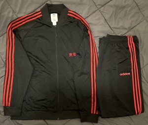 Adidas x United Arrows Sons Wanto Black Red Tracksuit Jacket L & Track Pants XL - Picture 1 of 17