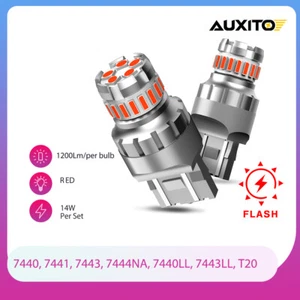 7443 LED Strobe Flashing Brake Blinking Tail Light Parking Warning Safety Bulbs - Picture 1 of 12