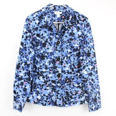 Chaqueta Informal CHARTER CLUB Azul Floral Talla M Mediana Elástica Tela Gruesa Foto 1 de 4