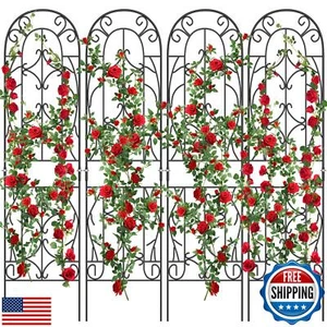 4 Pack Metal Garden Trellis for Climbing Plants, Black Metal Garden Trellis f - Picture 1 of 5