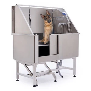 50" Pet Bathtub Dog Grooming Kit Stainless Steel 176lbs Capacity S-Trap Drainage - Picture 1 of 10