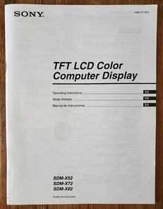 Sony Manual SDM X52/X72/X82 Computer Display Monitor - Bild 1 von 2