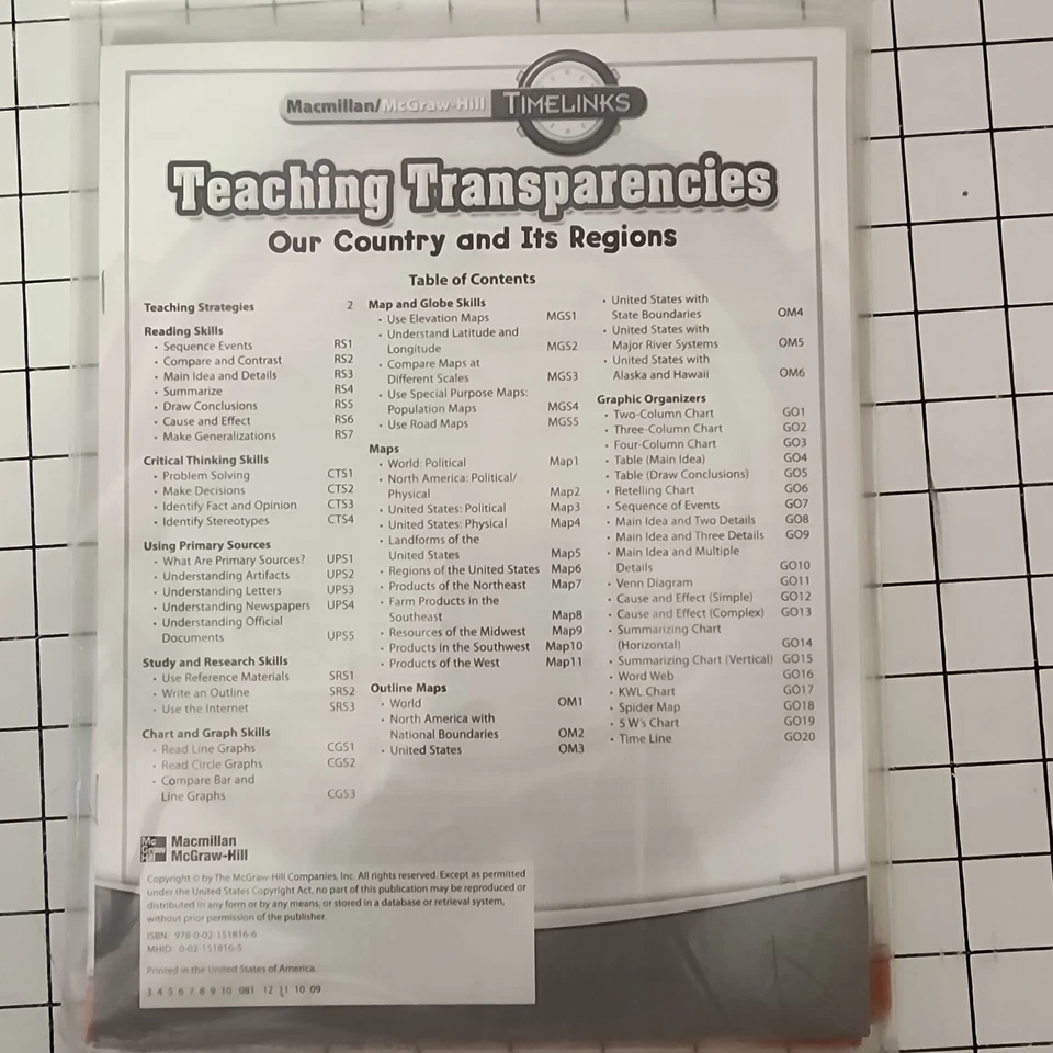 Mcgraw Hill Our Country and Its Regions Volume 1 & 2 Grade 4 TRANSPARENCIES - Image 1 of 1
