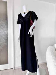 VINTAGE CHRISTIAN DIOR BLACK DRESS SILK MADE IN FRANCE BLACK GOWN DRESS SIZE 42 - Picture 1 of 10