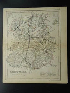 c1854 England Antique County Map of SHROPSHIRE by Joshua Archer - Picture 1 of 2