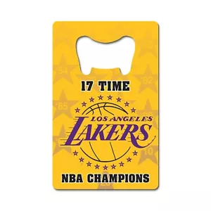 LOS ANGELES LAKERS - 17 TIME NBA CHAMPIONS CREDIT CARD BOTTLE OPENER 2603-BK-25 - Picture 1 of 1