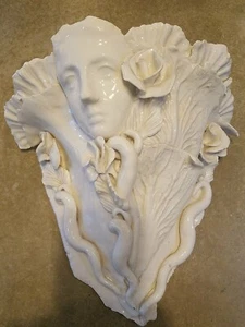 Art Nouveau style pottery wall pocket large approx 15 x 14"x 7" pocket - Picture 1 of 12