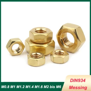 DIN934 Sechskantmuttern Messing Mutter M0.8 M1 M1.2 M1.4 M1.6 M2 M2.5 M3 M4 M5 - Bild 1 von 7