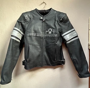Icon Motorsports Women’s Large Pursuit Jacket Armored Leather Black/Gray Pockets - Picture 1 of 12