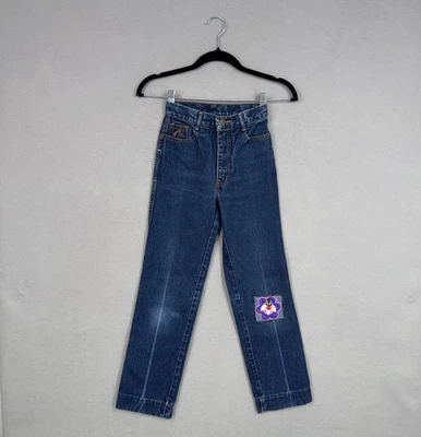 Vintage Jordache Jeans Girls 12 Blue High Rise Straight Leg Looney Tunes Patch - Image 1 of 4