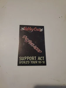 Motley Crue 1989-1991 Black Support Act Variant Back Stage Pass Dr Feelgood Tour - Picture 1 of 2