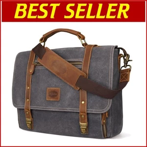 Sacoche pour ordinateur portable vintage en cuir pour homme - Imperméable et organisée pour les professionnels - Photo 1/10