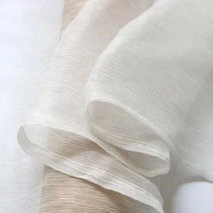 55'' Wide Natural White Black Silk Georgette Crepe Fabric Crinkled Yoryo Silk - Picture 1 of 8