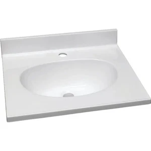 Tocador Design House® 19x17" mármol cultivado de un solo orificio en blanco - Imagen 1 de 3
