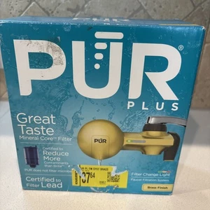 PUR Plus Wasserhahnfiltersystem in Messingoptik, neuer offener Karton ohne Filter - Bild 1 von 4