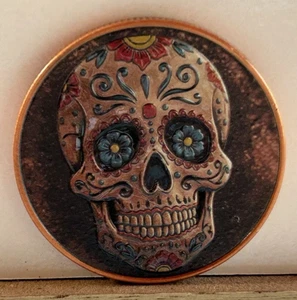 1 oz Copper Sugar Skull – .999 Copper Colorized Round – 4+ for 20% Off!! - Picture 1 of 2