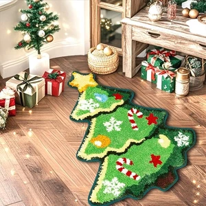 Weihnachtsbaum Badezimmerteppich, weich, dick & langlebig, 23,6 * 35,4 cm, grün - Bild 1 von 7
