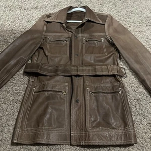 Levi’s Big E 50s-60s Leather Suede Reversible Jacket Size 38 Reg Snaps Belt - Picture 1 of 9