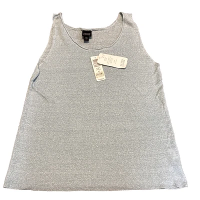NUEVA Camiseta sin mangas Eileen Fisher para mujer L 100 % seda azul piscina cuello redondo concha Foto 1 de 4