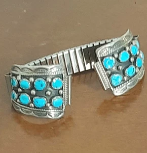 BRACCIALE Turchese Arizona Orologio Navajo ARGENTO 925 bracelet Watch - Foto 1 di 11