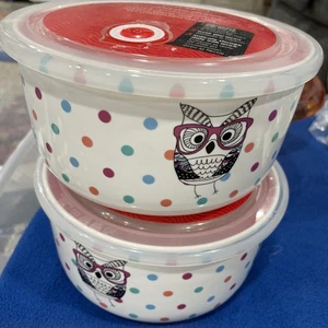 2 Ciroa Microwave Me Bowl with Venting Lid Floral Owl Bone China 5.75" Db7 - Picture 1 of 2